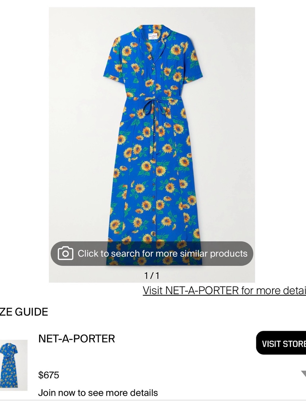 HVN Maria Dress in Blue Sunflower - Picture 2 of 8